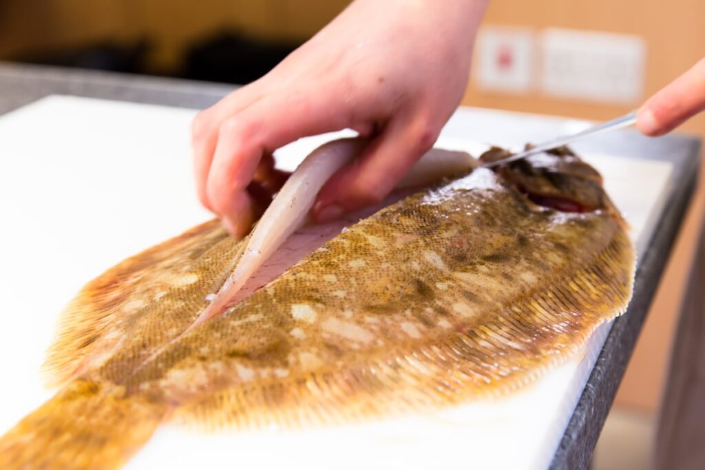 Image of quarter cut fillets from a lemon sole